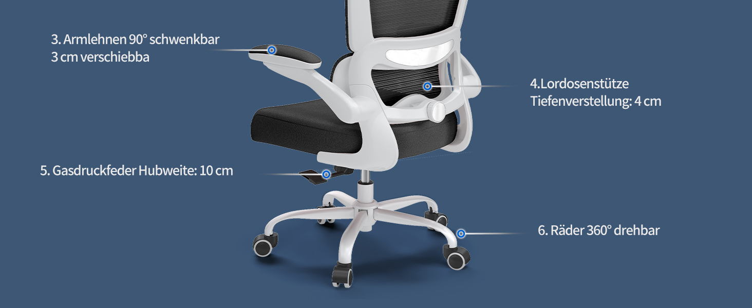 Ергономічне крісло TRALT для офісу з регульованою поперековою підтримкою та підголівником. Ігрове крісло, офісне крісло, крісло для дому, крісло для великих людей, 150 кг, біло-чорне