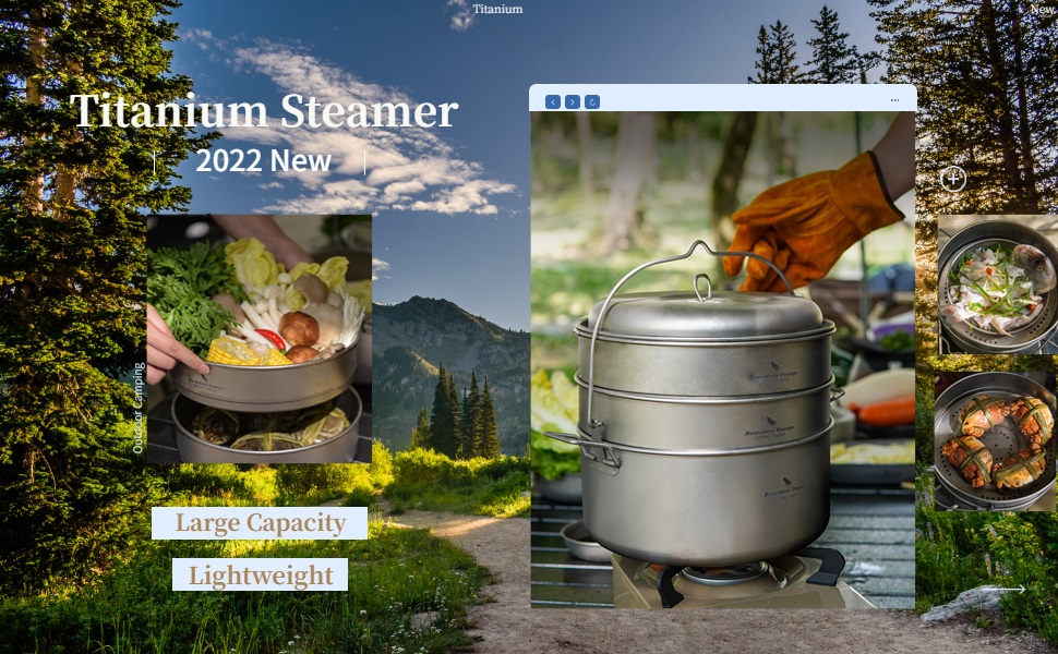 Набір посуду iBasingo 4.5L та 2L: каструля, пароварка, для кемпінгу, пікніка, туризму. Підходить для 3-5 осіб.