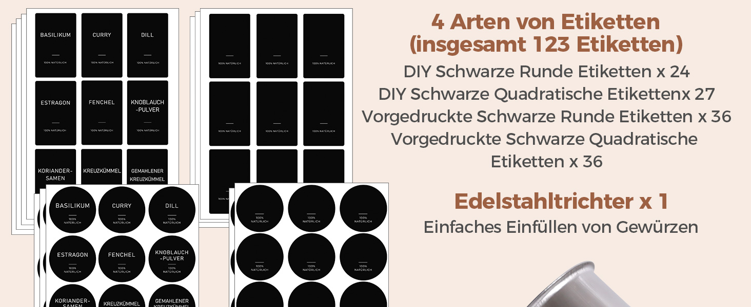 Набір баночок для спецій ComSaf 24 шт. по 120 мл з мітками, бамбуковими кришками та нержавіючим сталевим воронкою