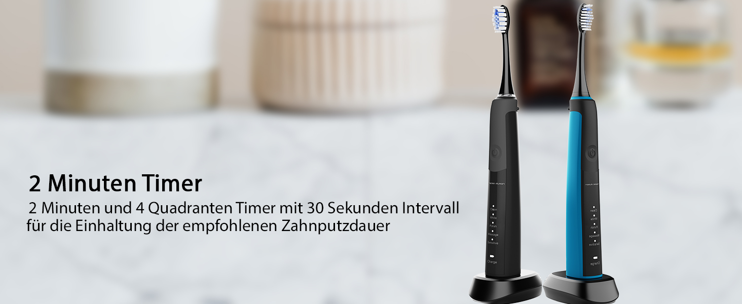 Електрична зубна щітка Tristan Auron SonicMaster (Блакитна) - 6 голів, акумулятор 60 днів, 5 режимів, 55000 VPM, таймер 2 хв, з чохлом