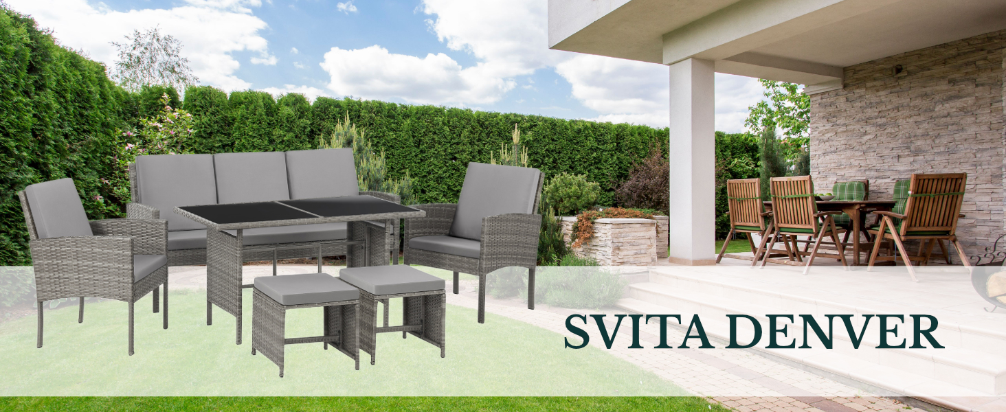 Садовий набір меблів SVITA Denver з поліротангу 4 предмети: 2 крісла, диван на 2 місця, стіл - коричневий