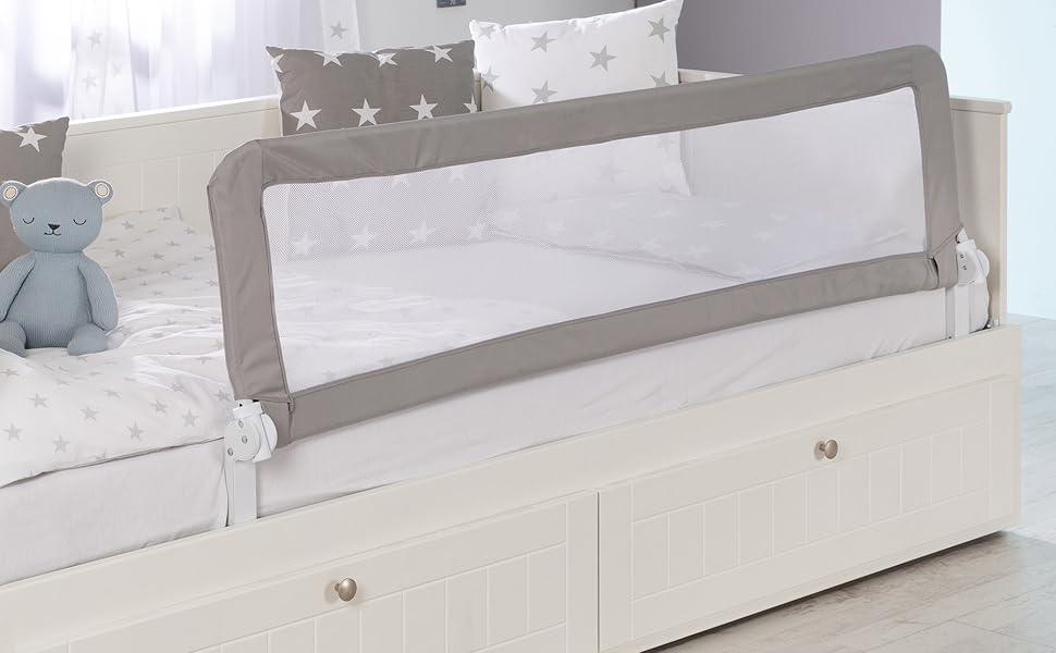 Захисний бортик для ліжка Roba Klipp-Klapp 100 бежевий 100x40 см - бортик для дитячого ліжечка, складаний, захист від випадання для немовлят та дітей