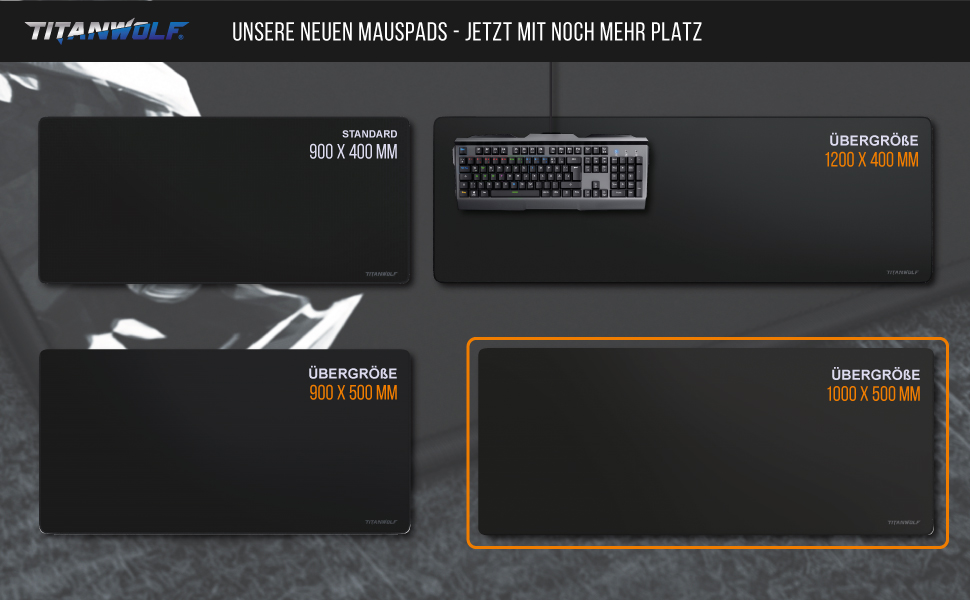 Килимок для миші TITANWOLF XXXL 1000x600 мм - великий ігровий килимок для миші з мотивами, чорний