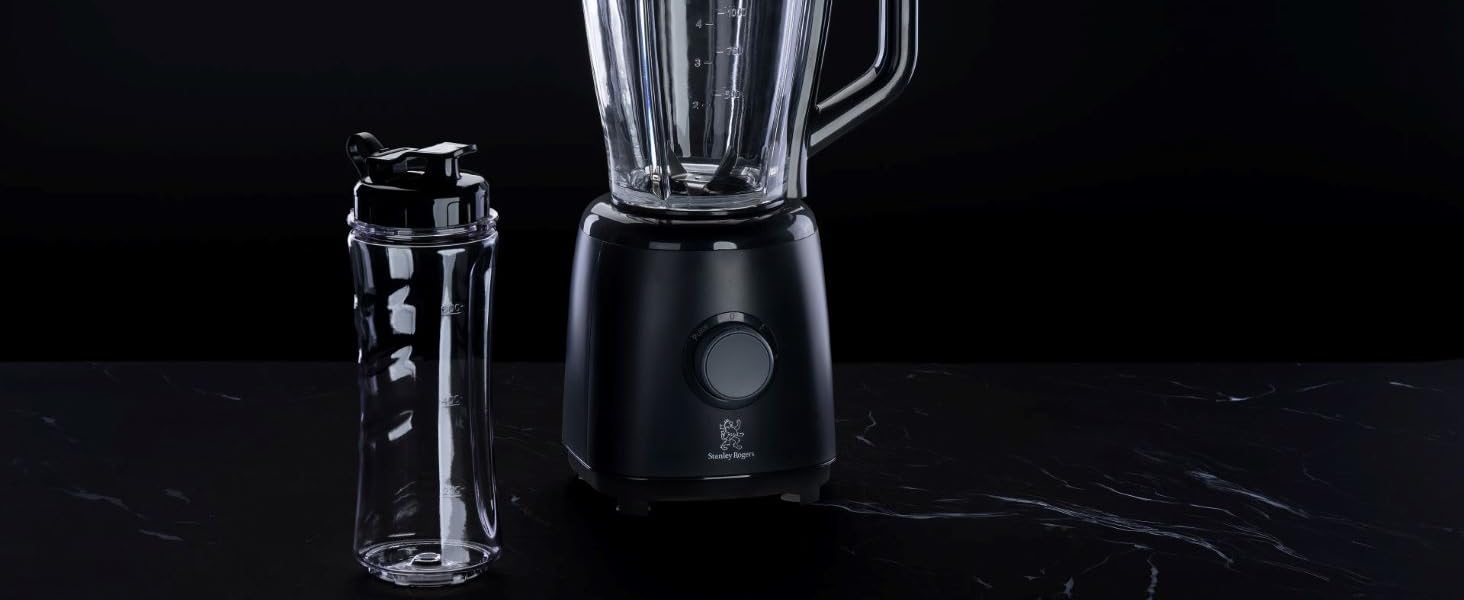 Стаціонарний блендер Stanley Rogers 500W з скляним глечиком 1л, 4-лопатева система + насадка для змішування, 2 швидкості