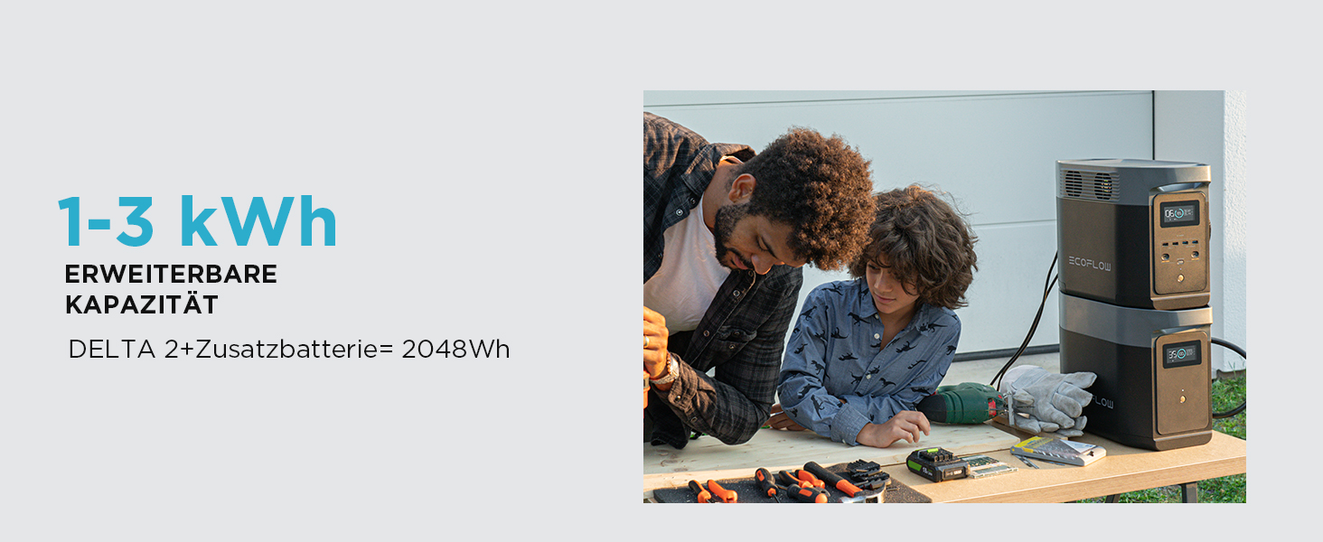 Електростанція EcoFlow Delta 2+ 220W: портативна, сонячна, 1024Wh, для кемпінгу та подорожей (Generalüberholt)