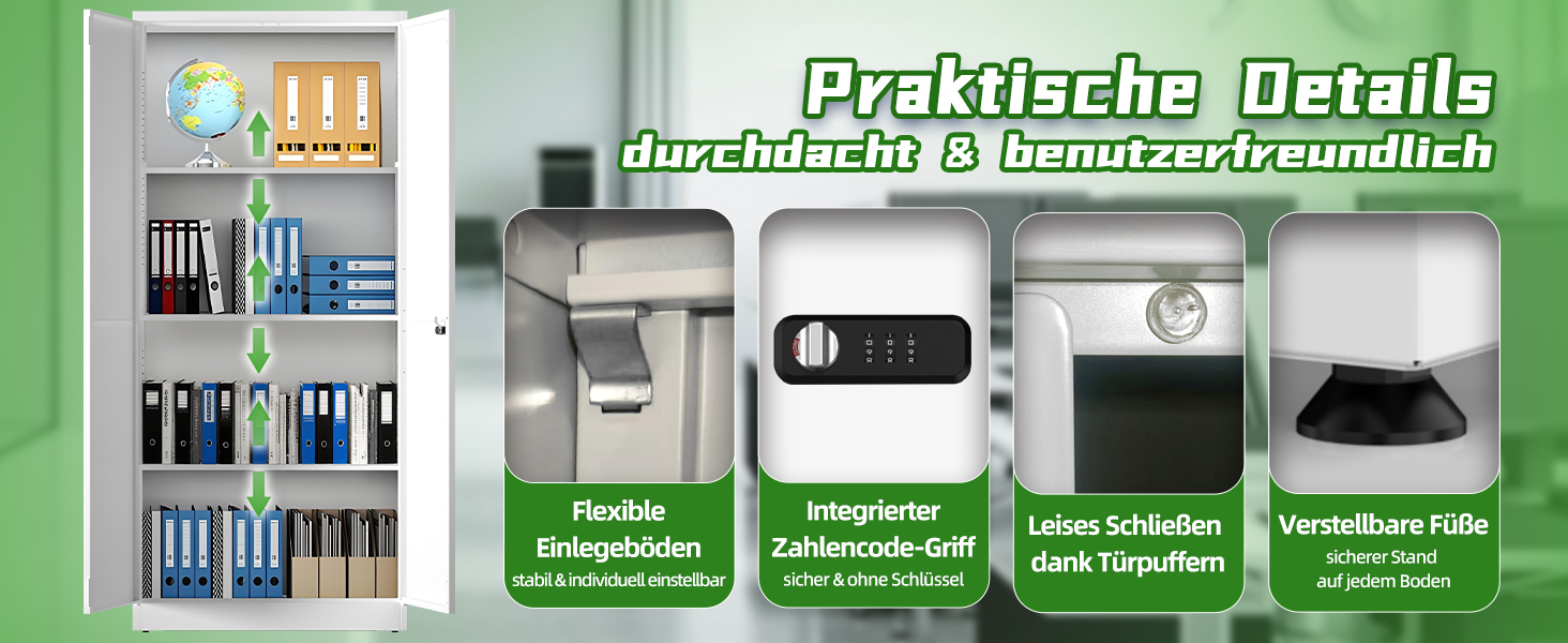 Металевий шафа-сейф для документів з полицями, 90x80x40 см, білий