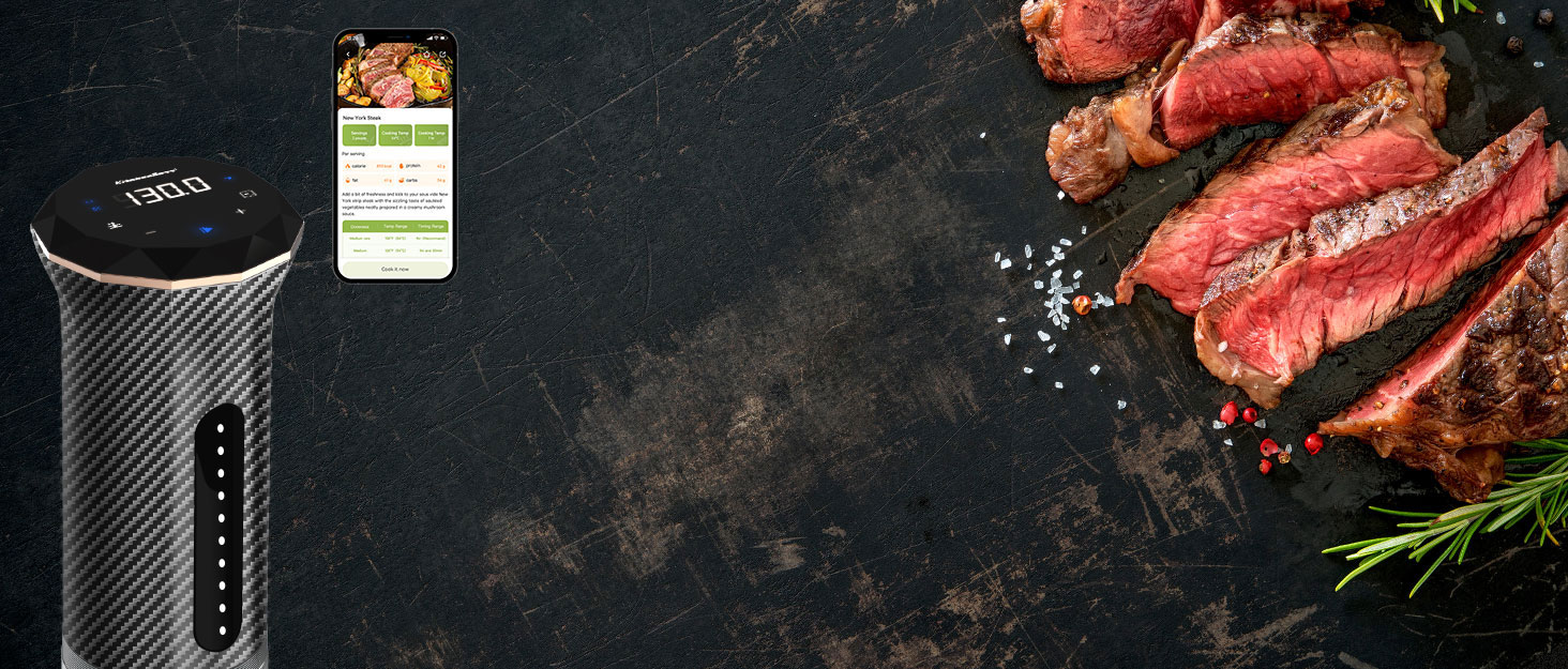 Су-від кухонний прилад KitchenBoss з Wi-Fi: стабільний, прецизійний, тихий, з LED-дисплеєм, IPX7, 1100W, 40°C-90°C