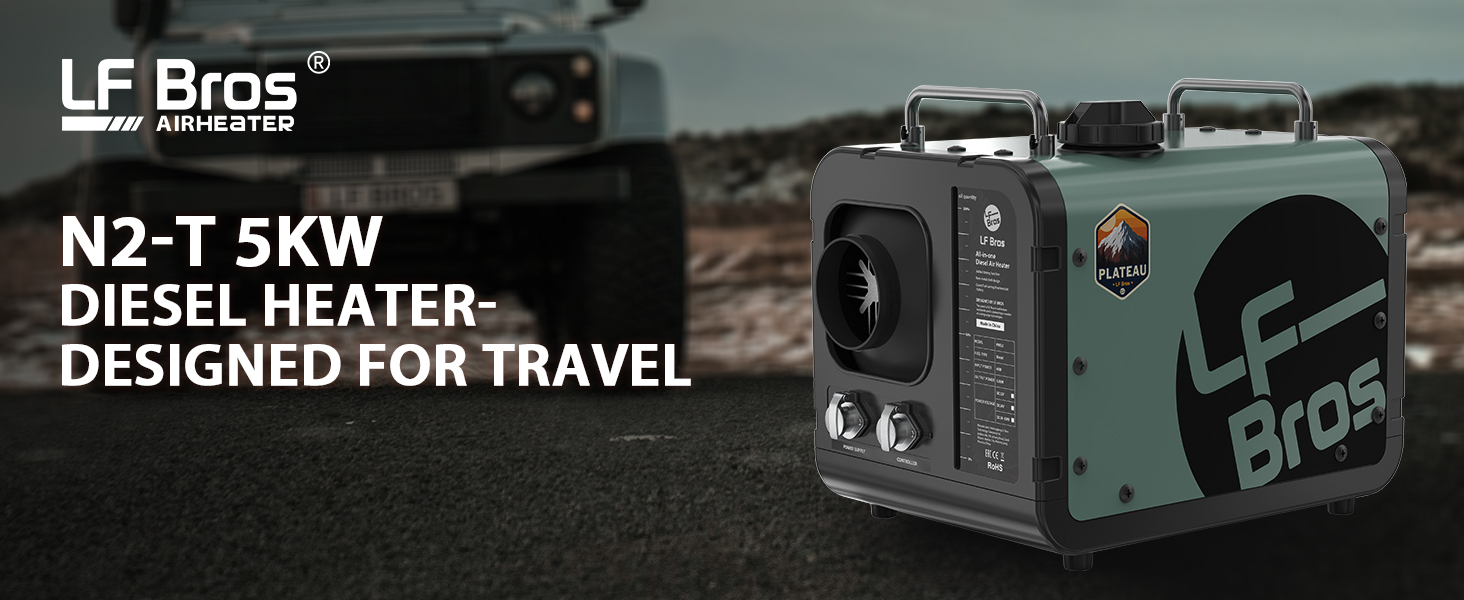 Дизельний опалювач LF Bros 5 кВт - 12/24/220-240В з дистанційним керуванням та LCD-дисплеєм (білий)