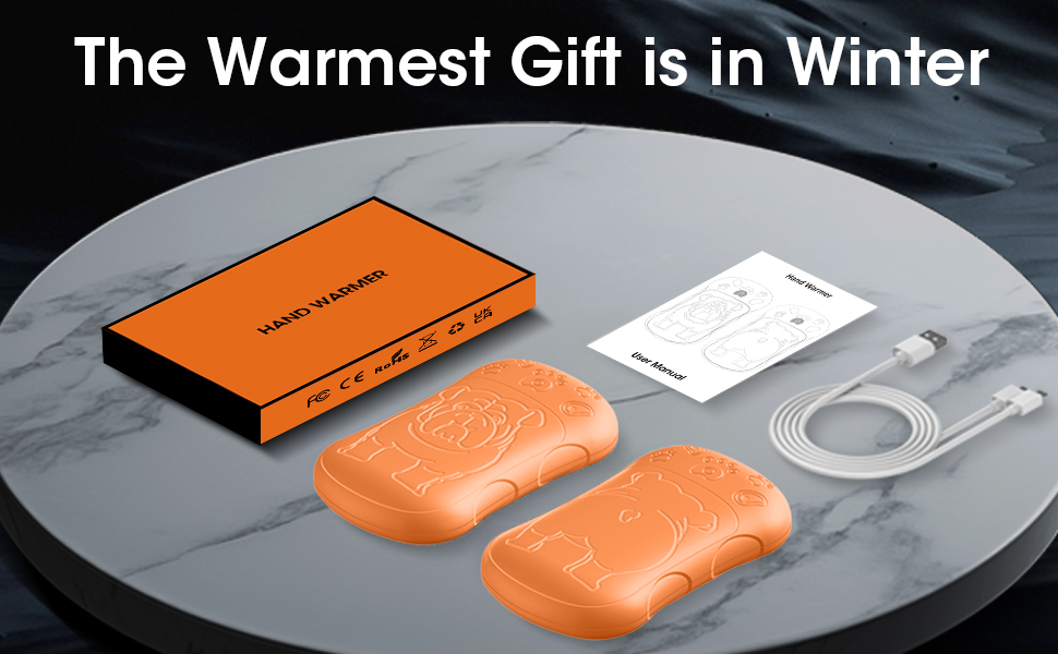 Електричні грілки для рук, 2 шт., 6000 мАг, акумулятор, багаторазові, зарядні, ідеальні для спорту на відкритому повітрі, полювання, гольфу, кемпінгу, теплий подарунок для жінок, чоловіків, дітей (Помаранчевий)