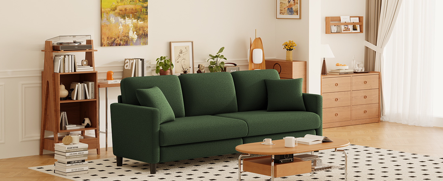 Зручне диванчик для підліткової кімнати: компактний диван на 2 місця з масиву дерева (зелений, 211 см)