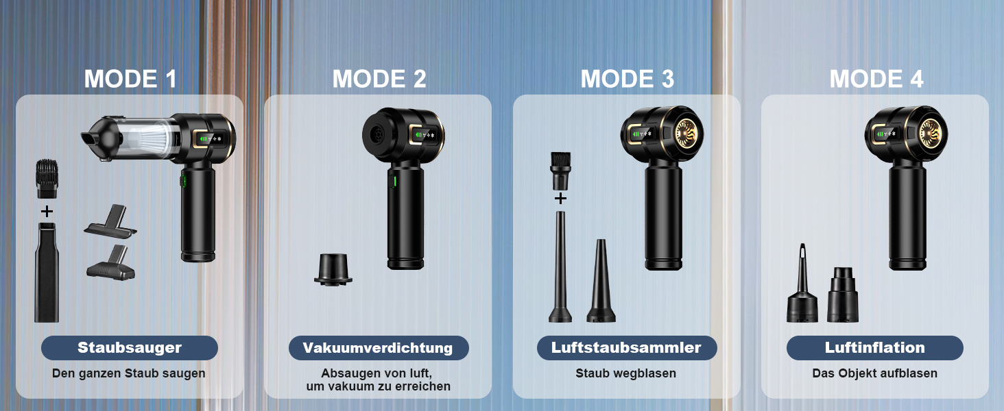Акумуляторний ручний пилосос 4-в-1 для авто та дому з LCD-дисплеєм, потужність 28000Па, 3 режими роботи, бездротовий міні-пилосос від шерсті та пилу, чорний