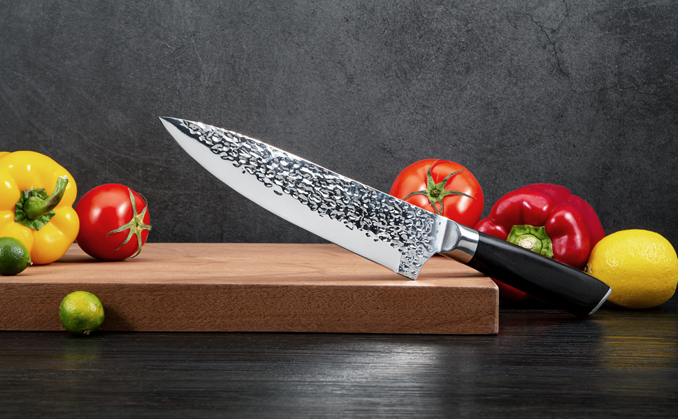 Набір кухонних ножів Messerblock 6 предметів: професійний набір з нержавіючої сталі з ергономічною ручкою з ебену, включає кухонний, м'ясний, хлібний, універсальний та овочевий ножі