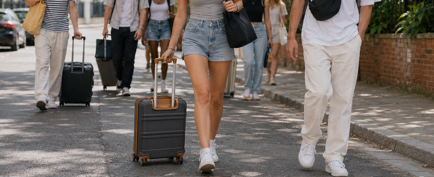Валіза для ручної поклажі KONO (ABS+PC), жорстка Kabinenkoffer 52x38x21 см для Lufthansa, Eurowings, EasyJet, легка дорожня валіза з колесами та TSA замком, чорно-коричнева