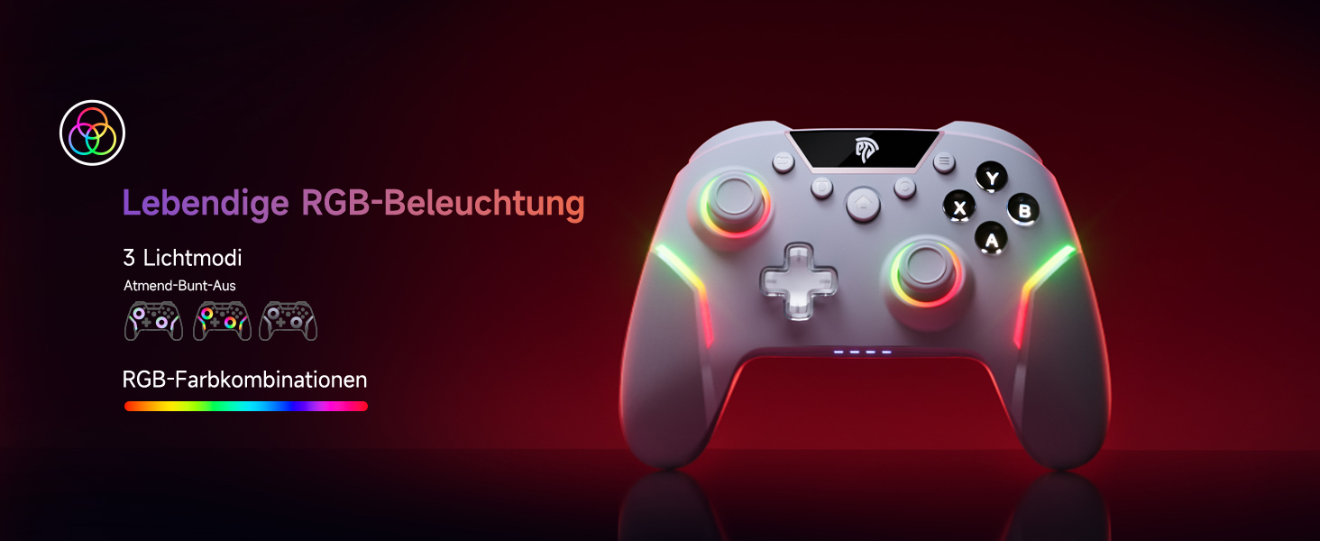 Бездротовий контролер EasySMX X20 з RGB підсвічуванням для PC, Switch, Android. 2 в 1 тригери, знімний джойстик, механічні кнопки, 6-осьовий гіроскоп, білий