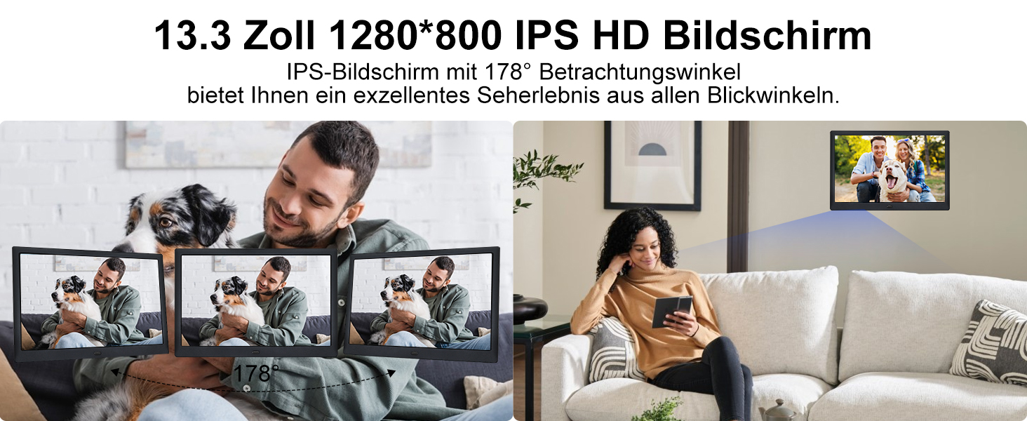 Цифровий фоторамка TSITSC 8.7 дюйма, IPS-дисплей 1024*768, календар, музика, фото- та відеоплеєр, підтримка USB/SD, з пультом ДУ (Чорний)