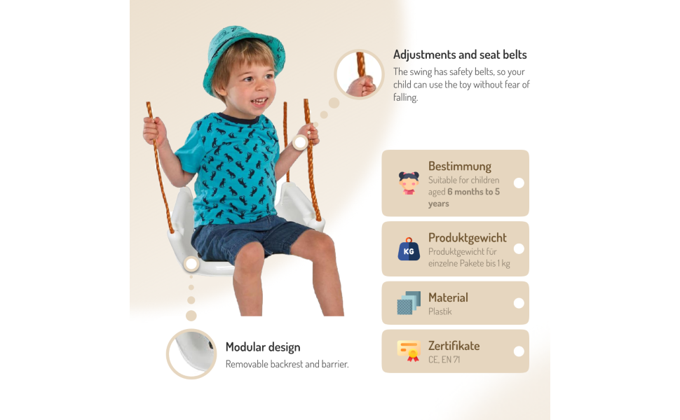 Дитяча гойдалка COIL 3-в-1 для дому та вулиці з регульованою спинкою