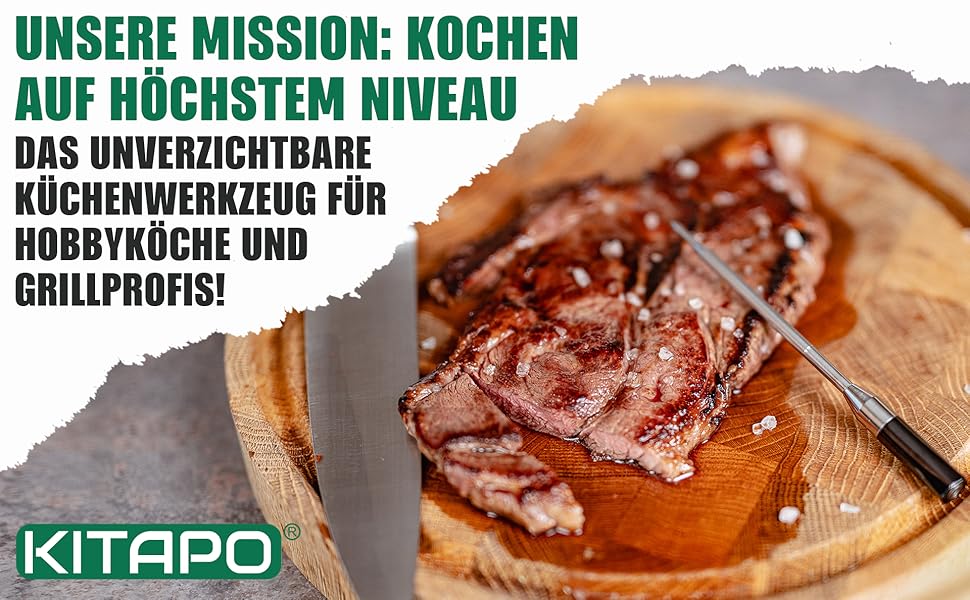 Бездротовий термометр для м'яса з додатком, термометр для гриля, розумний термометр для приготування їжі на кухні та грилі, велика дальність, стійкість до високих температур до 300°C, термометр для приготування, кухонний термометр