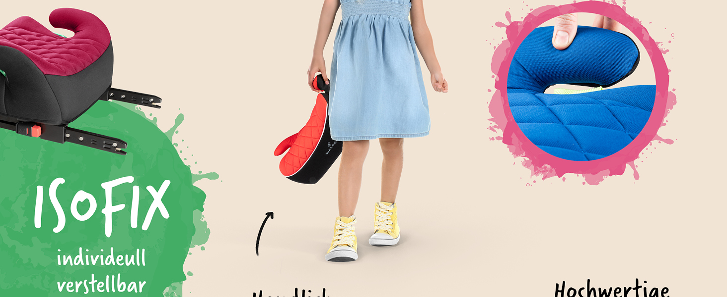 Автобустер WALSER Premium Andy ISOFIX 125-150 см, чорний - Дитячий автокрісло підвищувач ECE R129 (2024)