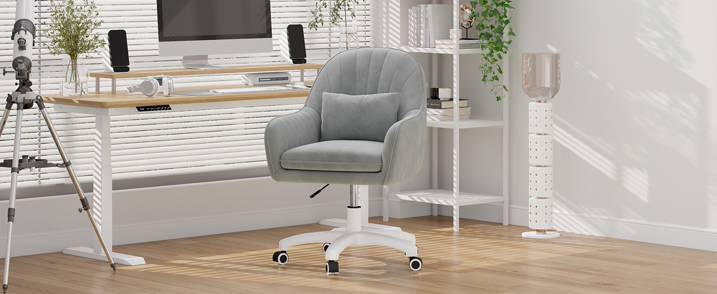 Крісло Aivermeil для офісу та дому: м'яке, з підголовником, обертове, регульоване по висоті, ергономічне, до 120 кг (сірий)