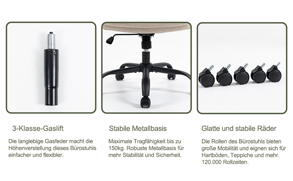 Офісний крісло CASTLOVE: ергономічний, з підлокітниками, регулюванням висоти та нахилу, з підголівником. Підходить для дому та офісу, витримує до 150 кг (Бежевий, тканина)