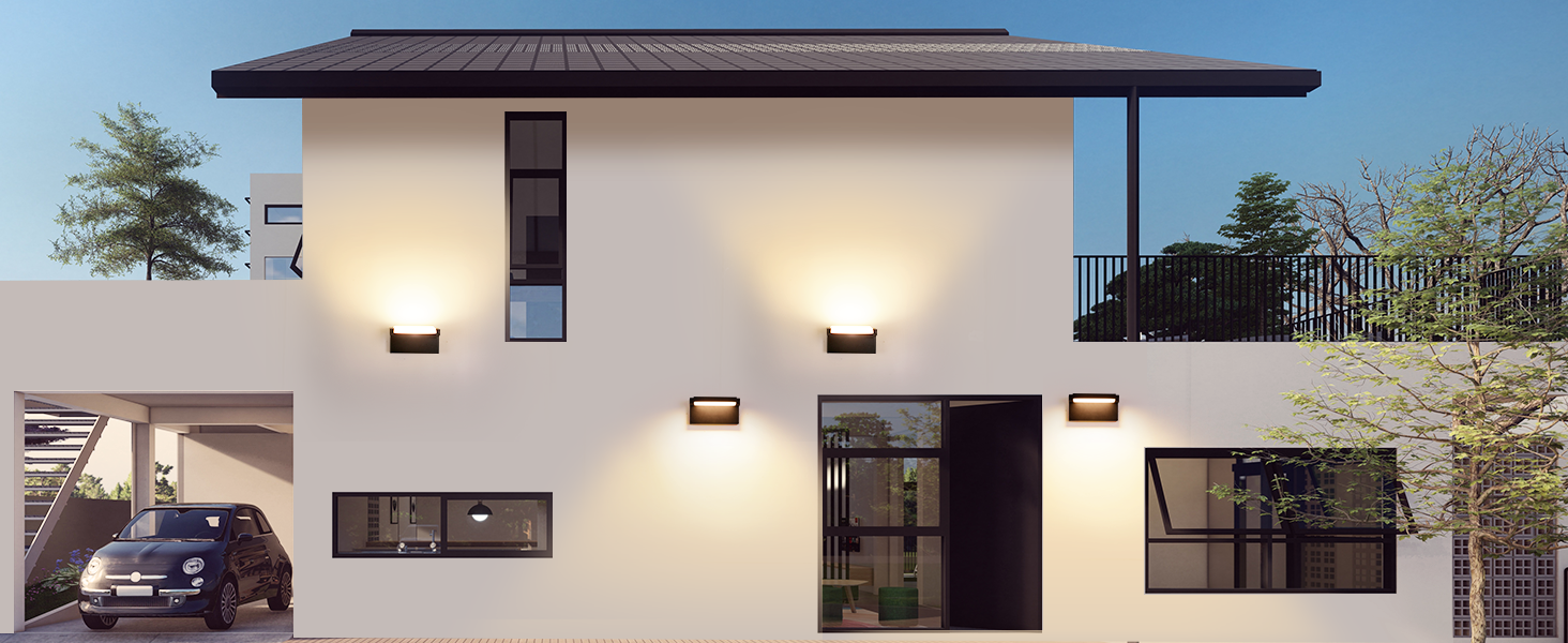 Стіна LED-ліхтар 40W зовнішній та внутрішній, 4000 Лм, тепле біле світло 3000K, поворотна панель 350°, водонепроникний IP65, чорний