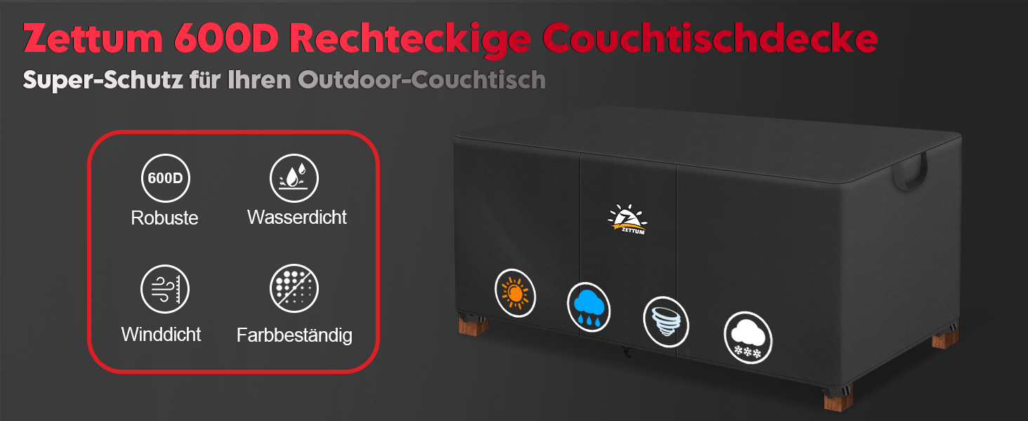 Чохол для садово-патіо меблів Zettum 121x66x45 см, водонепроникний, 600D Oxford PU, захисна накидка для саду та тераси