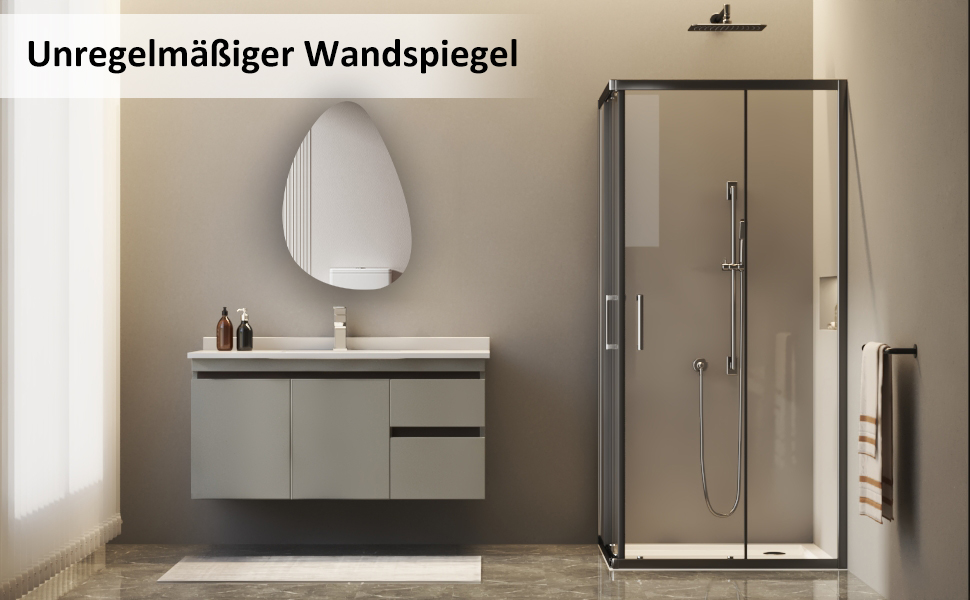 Дзеркало для ванної кімнати Spiegel Schwarz 40x60 см з металевим каркасом, прямокутне, для ванної, вітальні, спальні, гостьового туалету