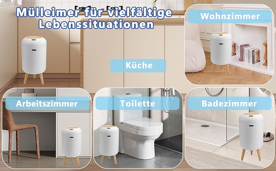 Автоматичний сміттєвий бак з сенсором 12L - Білий сміттєвий бак з датчиком для кухні, ванної кімнати, офісу та туалету. Безшумний, волого- та герметичний, з ніжками.