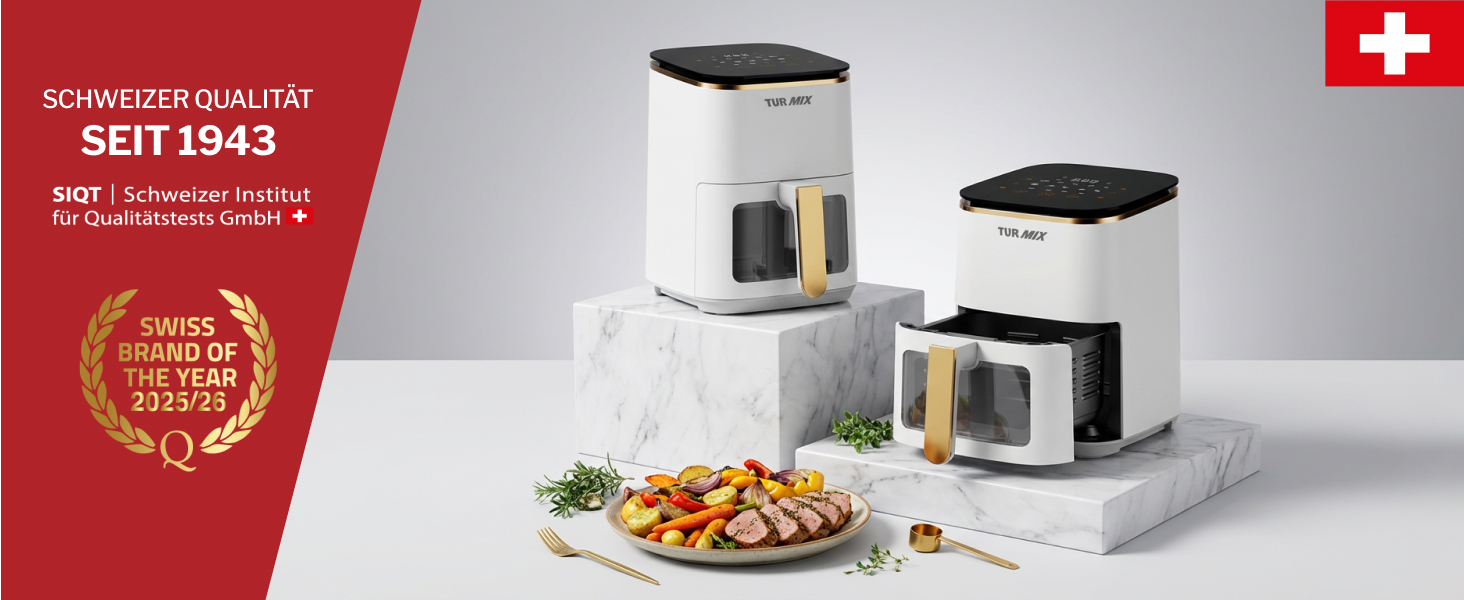 Аерофритюрниця TURMIX CX 250 Compact біла, 3.5л, 1350Вт, з сенсорним дисплеєм, 10 програмами та прозорим вікном