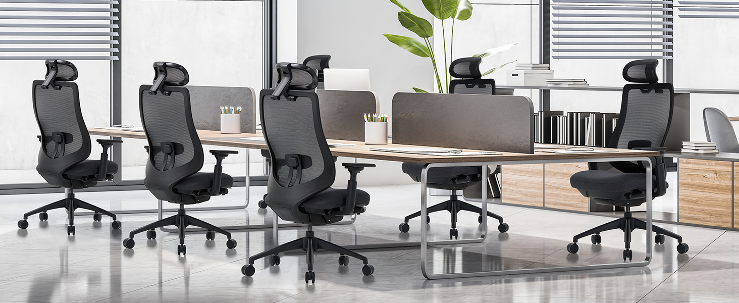 Офісний крісло Colamy XK01 Atlas: ергономічний, з високою спинкою, регульованою підголівником та 4D підлокітниками, чорний