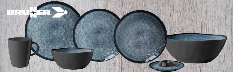 Набір посуду для кемпінгу Brunner Outdoor in Motion Melamin | 8 предметів (тарілки, миски, чашки) для 1-2 осіб | Tête a Tête Venetian | Зручний, міцний, антиковзний