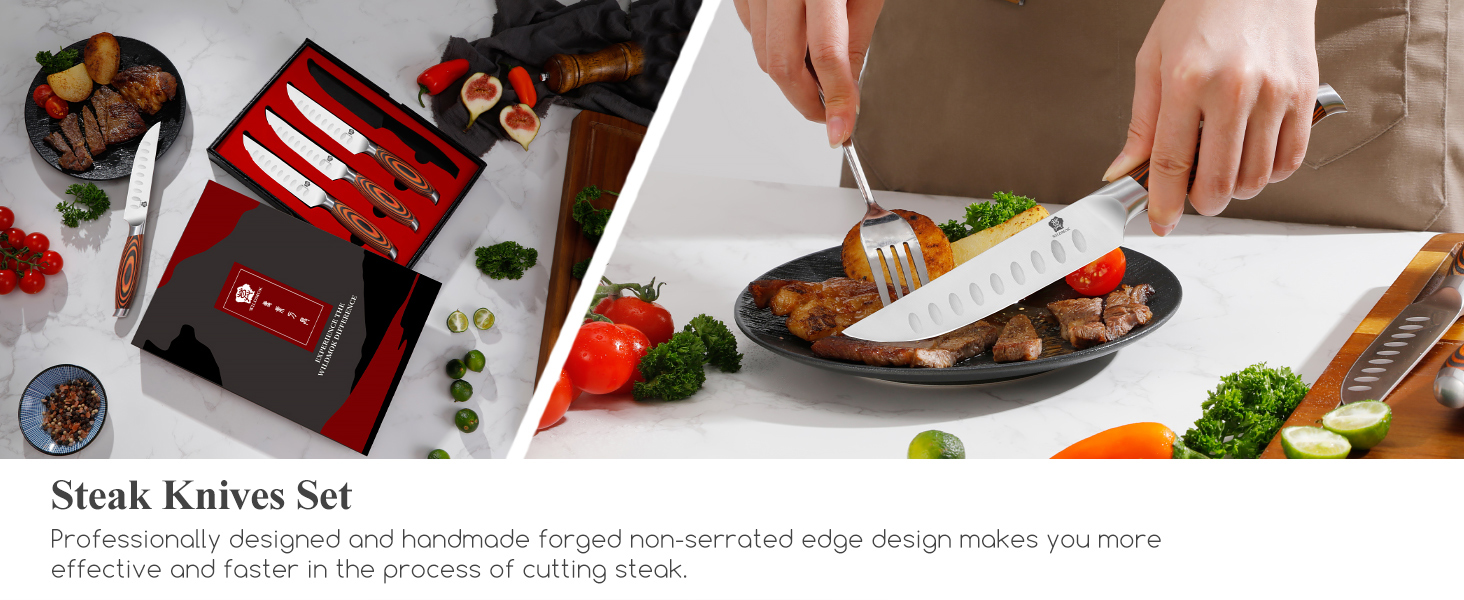 Набір ножів Wildmok 7 шт. з нержавіючої сталі, з ручками з пакавуду, для кухні