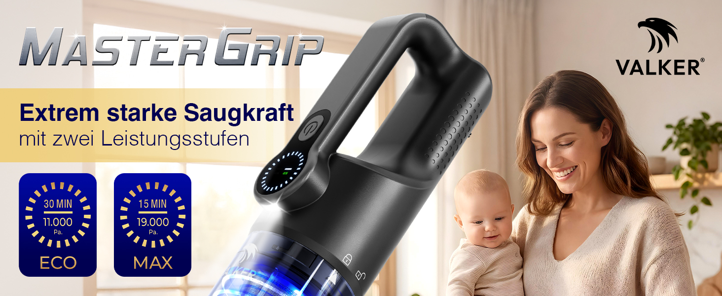 Акумуляторний ручний пилосмок Mastergrip 2-в-1 з функцією обдува, потужність 80000 RPM, мийний HEPA-фільтр, бездротовий пилосос для авто та дому, колір антрацит