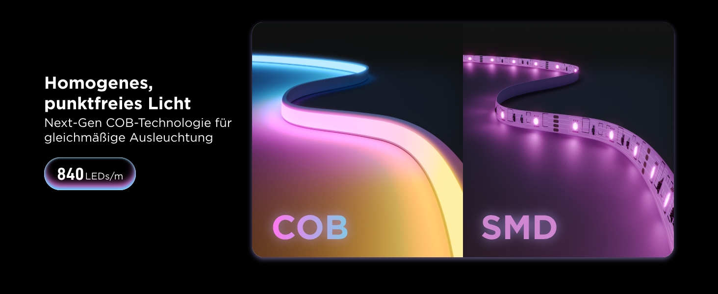 Світлодіодна стрічка Govee COB Strip Light 2 RGBIC, 3м, колірна температура 1000K-10000K, підтримка Matter
