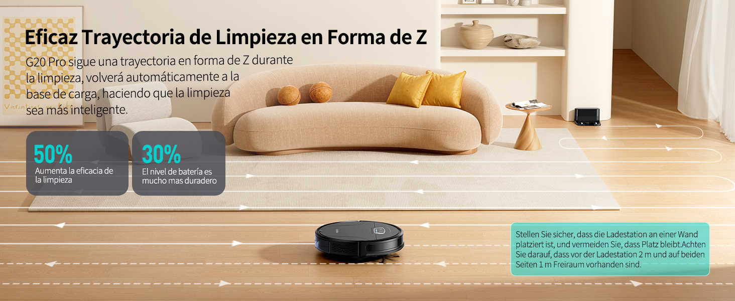 Робот-пилосос HONITURE G20 Pro з функцією миття, 4500Pa, керування через додаток, 180 хв роботи, для тварин, килимів та твердих підлог, чорний