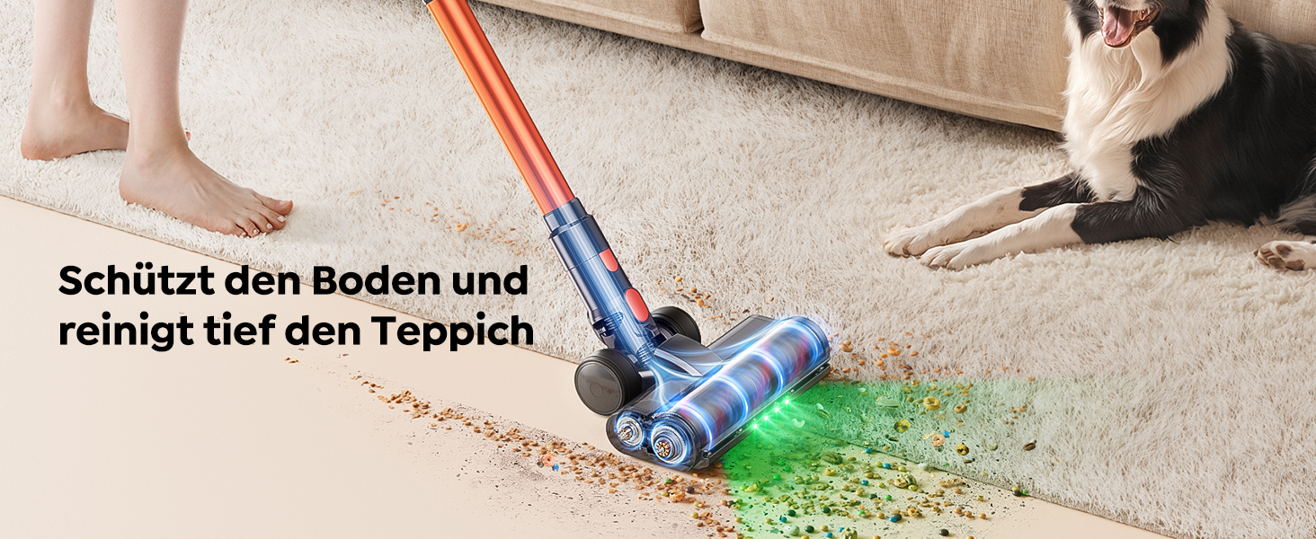 Бездротовий пилосос Fieety з акумулятором, 600W, 50kPa, 65 хв роботи, станція для зарядки на стіні, ароматерапія, автоматичний режим, сенсорний екран, висувний шланг 1 м для твердих поверхонь, килимів, шерсті тварин, автомобіля