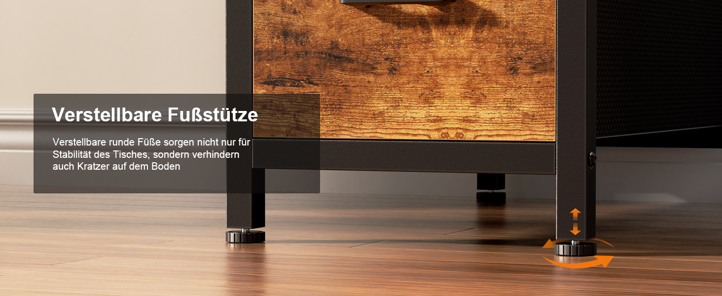 Комп'ютерний стіл з 8 висувними ящиками, 2 розетками, USB-портами, LED-підсвічуванням та підставкою для монітора, 120 x 50 x 74 см, Колір: Коричневий