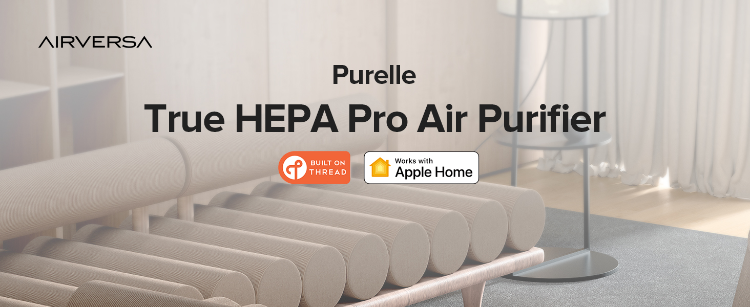 Розумний очищувач повітря Airversa Smart HomeKit AP2 для приміщень до 100 м², фільтрація PM2.5 99,99%, Thread, Siri, App, нічний режим 23 дБ, захист від дітей, білий