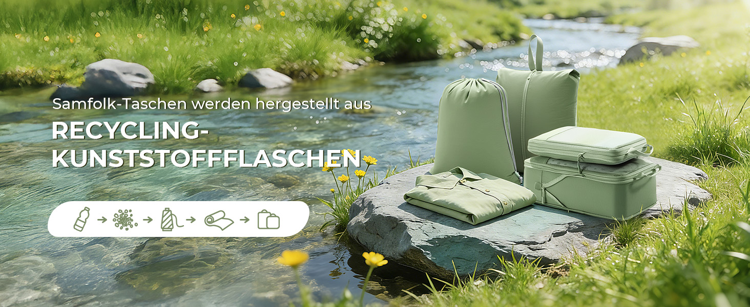 Набір компресійних органайзерів для одягу в подорожі 8 предметів, дорожні сумки-пакувальники для валізи та рюкзака, Matcha Green