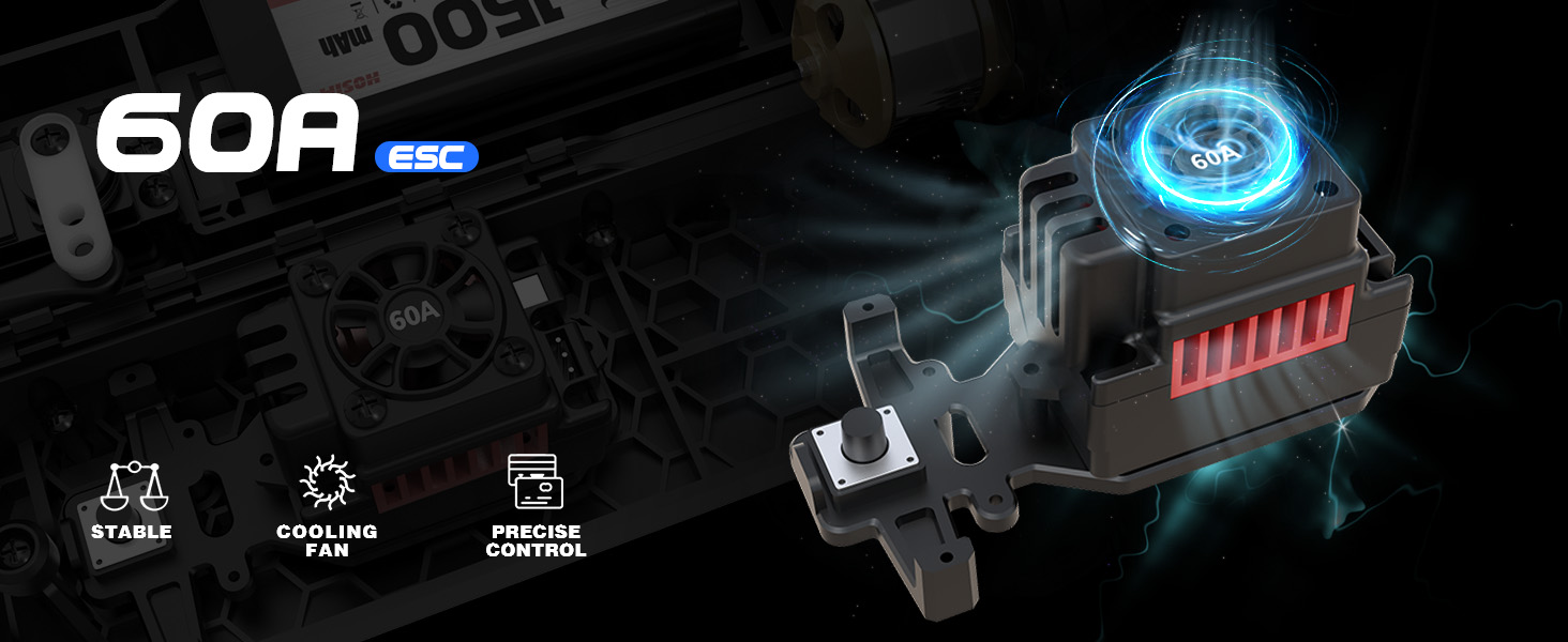 Радіокерований автомобіль Hosim 1:10, 60 км/год, 4WD позашляховик Monstertruck, 2 акумулятори, водонепроникний, для дорослих та дітей від 8 років, чорний