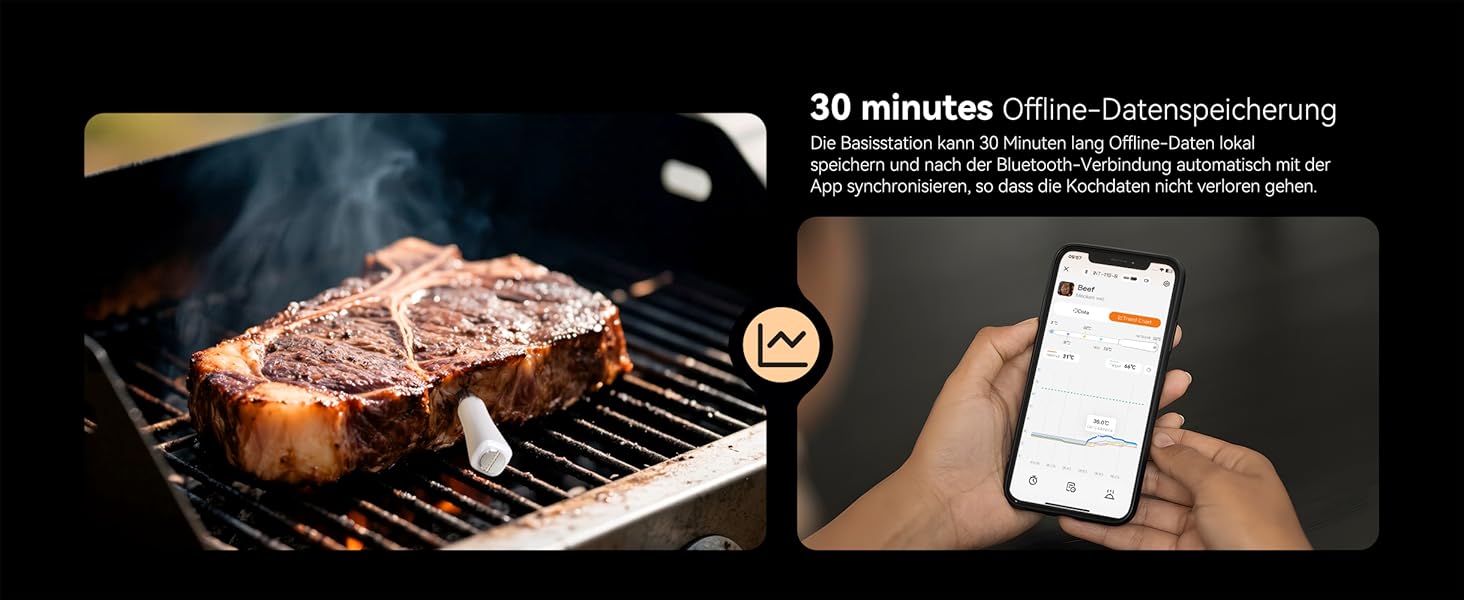 Термометр для м'яса Inkbird INT-11S-B: Бездротовий термометр-щуп з Bluetooth, IP67, для приготування на грилі, BBQ, духовці та коптильні