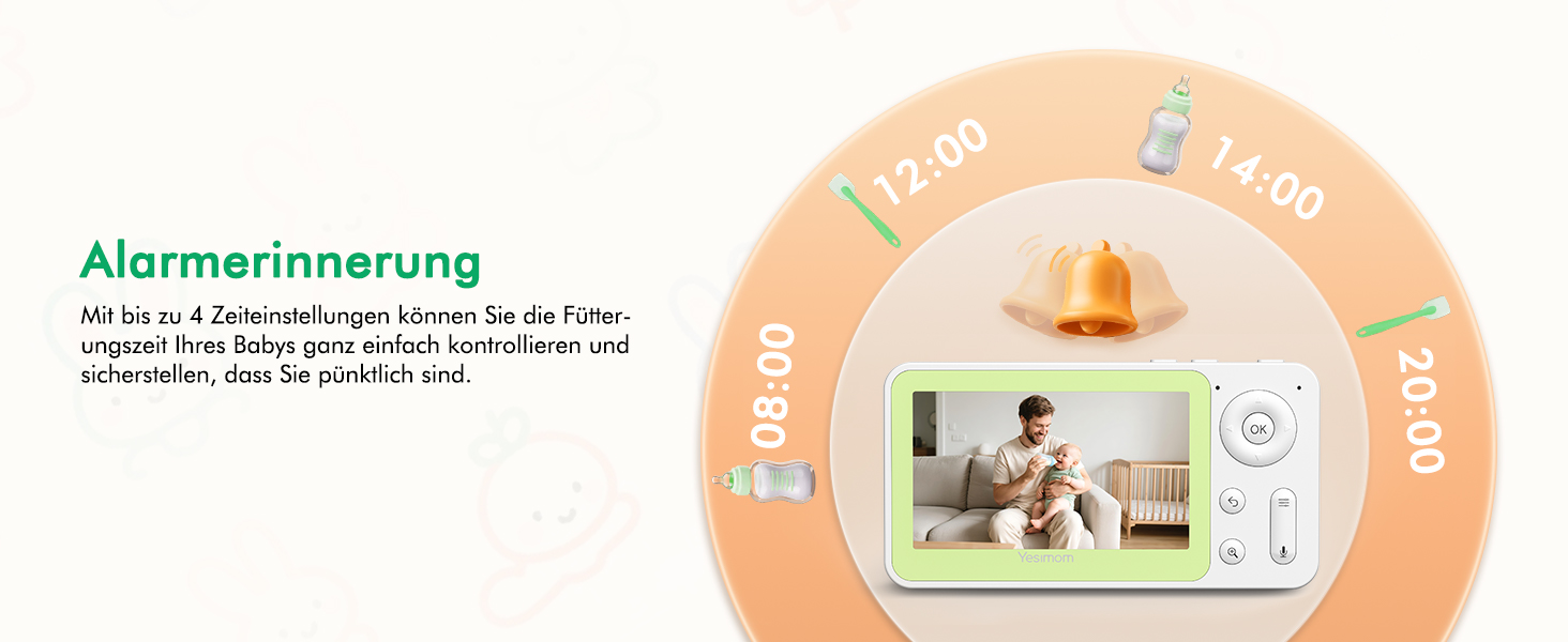 Відеоняня з камерою 1080P HD PTZ 360° та Wi-Fi: монітор для немовлят з додатком, нічним баченням, 4x Zoom, детекцією руху/звуку, двостороннім аудіо, автотрекінгом та сповіщеннями