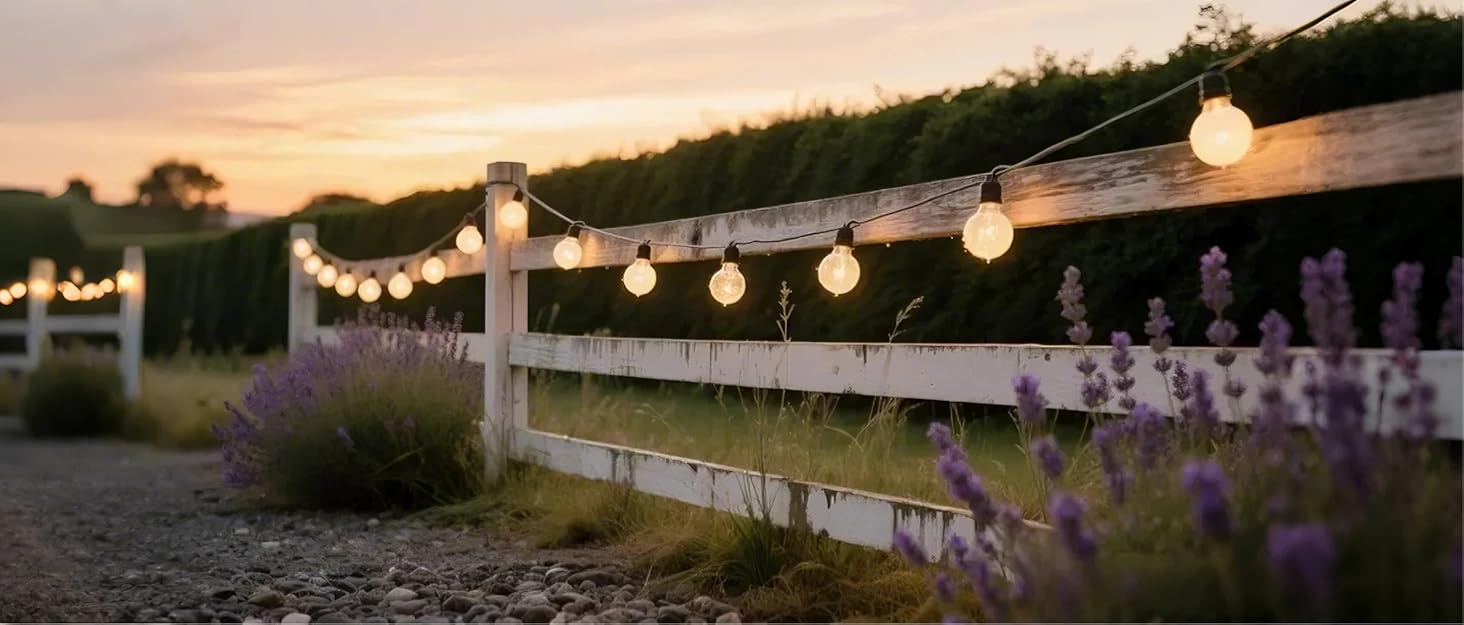 Світлодіодна гірлянда для декорування саду, балкону та тераси 45.7 м, з пультом, тепле світло, IP45, для дому та на вулицю