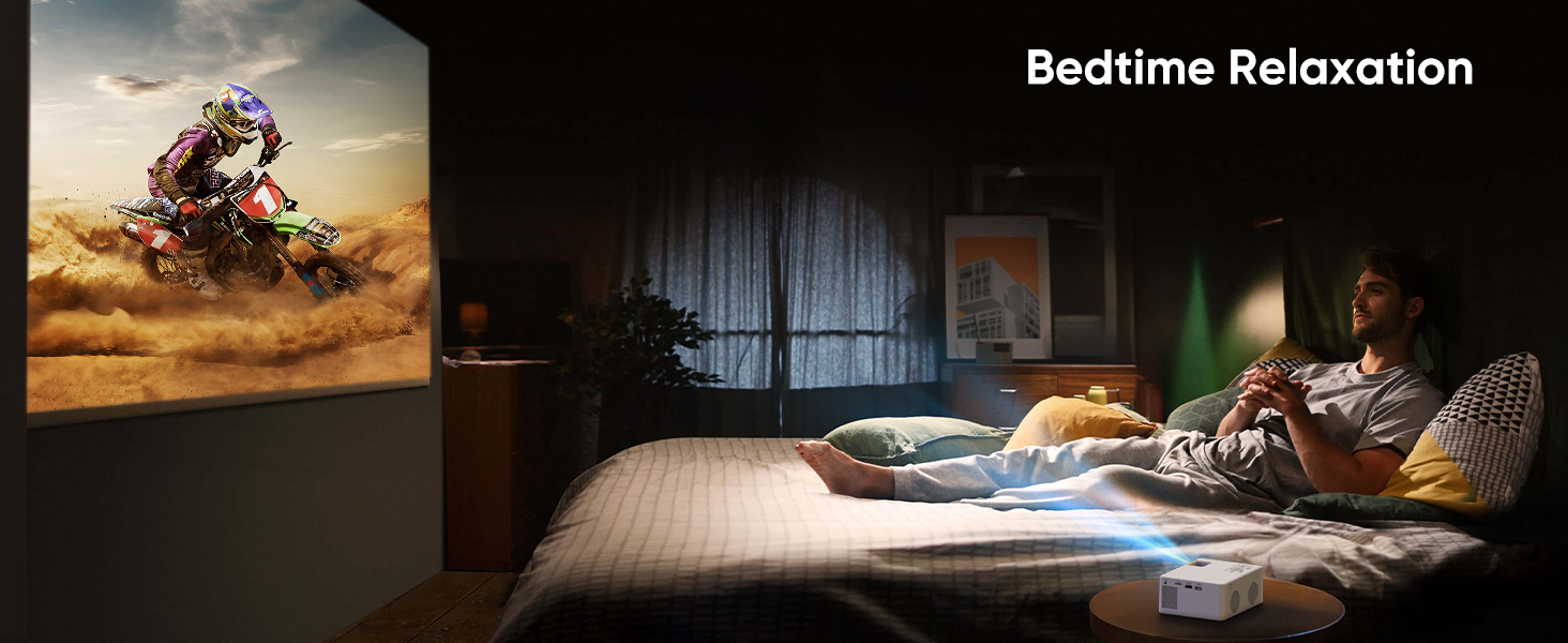 Mini проєктор Bluetooth Full HD 1080P: портативний проєктор для iOS, Android, Windows з пульт, 50% зум