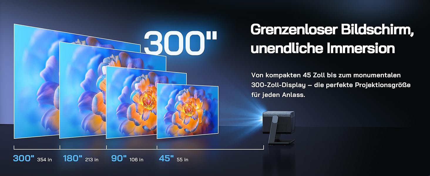 Міні проектор WOLFANG 4K з автофокусом та корекцією трапеції, 28000 люмен, WiFi 6, Bluetooth, для домашнього кінотеатру, 180° підставка, підтримка iOS/Android, для показу на вулиці