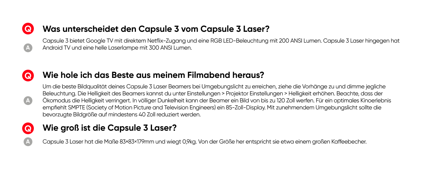 NEBULA Capsule 3 Laser GTV: Міні-проектор з лазером, 1080p, 300 ANSI Lumen, Wi-Fi, Dolby Digital, Автофокус, 120 дюймів, 2.5 години роботи від акумулятора