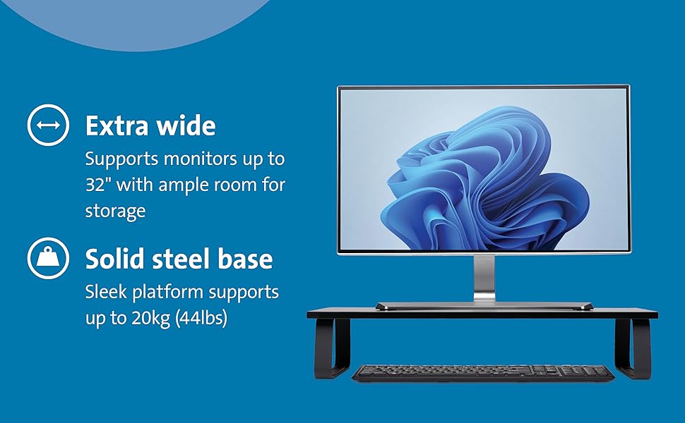 Підставка для монітора Kensington Extra Wide (K55726EU) для столу, до 32 дюймів, чорна