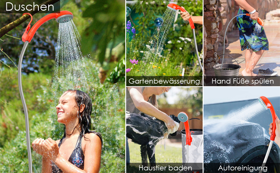 Електричний душ портативний LUOOV для кемпінгу, подорожей, миття авто та тварин з USB зарядкою та гарантією 3 роки