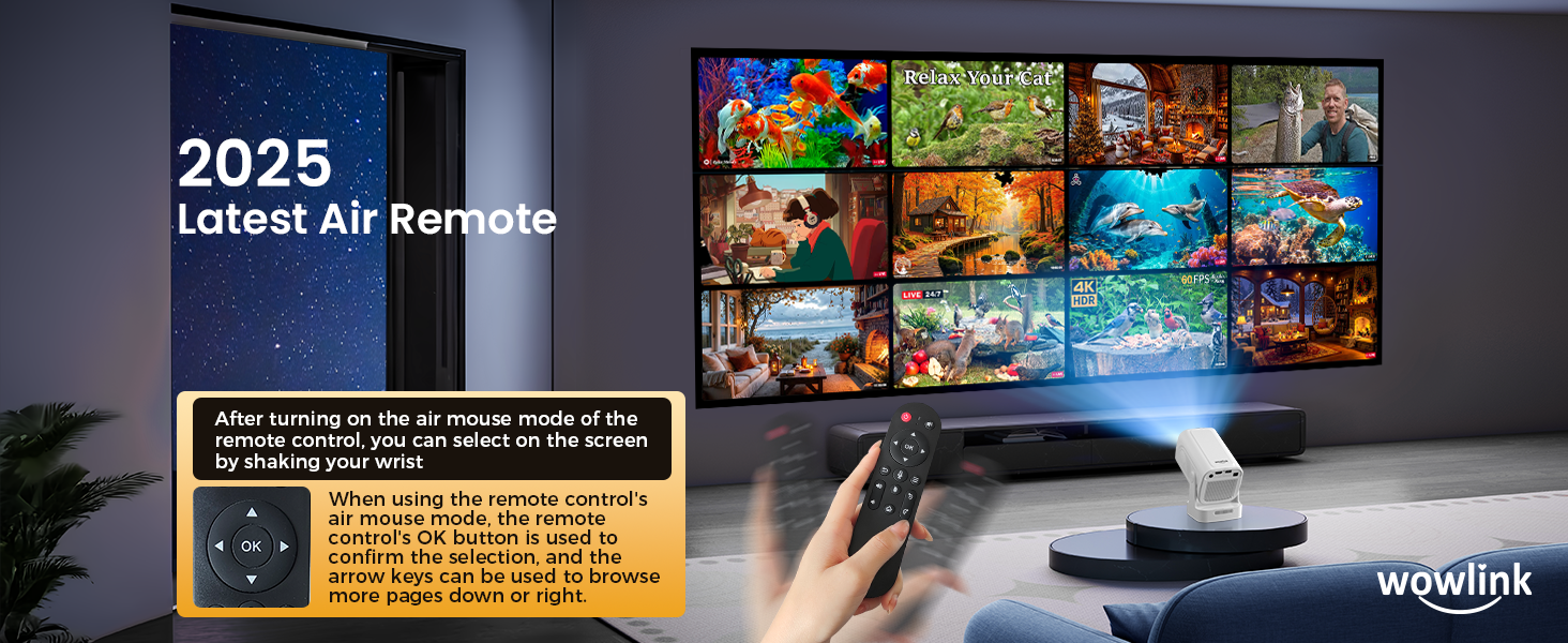 Портативний проєктор Beamer 4K з підтримкою WiFi 6, Bluetooth 5.4 та автофокусом (2025 модель)