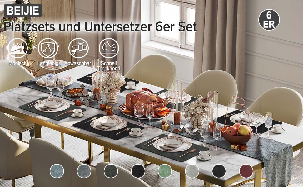 Підставки під гаряче та серветки під тарілку | Коричневе шкіряне покриття з м'якої шкіри, двосторонні, неслизькі, стійкі до подряпин | Підставки під тарілку для дітей, миючіся, термостійкі | для обіднього столу, кухні, квартири | Зелений та сірий колір (набір 6 шт., сірий, чорний)